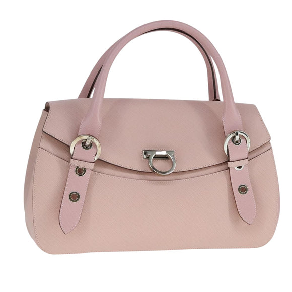 Salvatore Ferragamo Gancini Hand Bag Leather Pink Auth 108902V