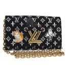 LOUIS VUITTON Monogram Catgram Portefeuille Chain Wallet Black M63888 108905S-1