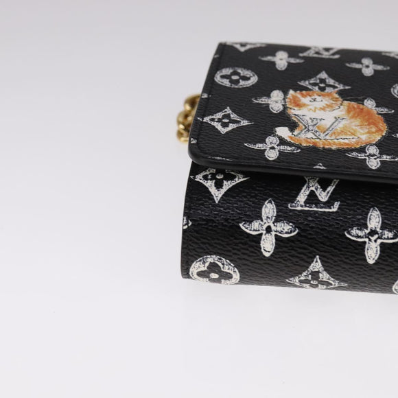 LOUIS VUITTON Monogram Catgram Portefeuille Chain Wallet Black M63888 108905S