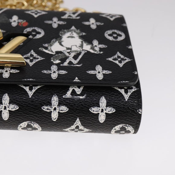 LOUIS VUITTON Monogram Catgram Portefeuille Chain Wallet Black M63888 108905S
