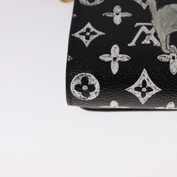 LOUIS VUITTON Monogram Catgram Portefeuille Chain Wallet Black M63888 108905S