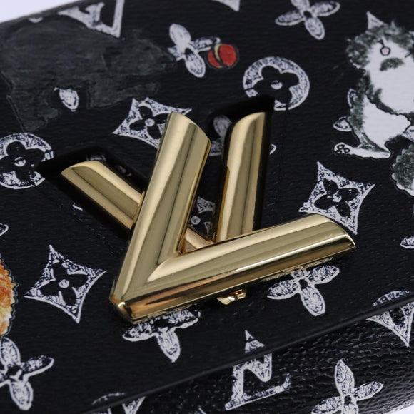 LOUIS VUITTON Monogram Catgram Portefeuille Chain Wallet Black M63888 108905S