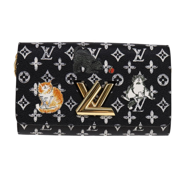 LOUIS VUITTON Monogram Catgram Portefeuille Chain Wallet Black M63888 108905S