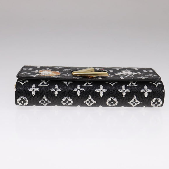 LOUIS VUITTON Monogram Catgram Portefeuille Chain Wallet Black M63888 108905S