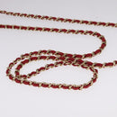 CHANEL Small Box Matelasse Chain Pouch Lamb Skin Red CC Auth 108916AV-7