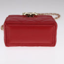 CHANEL Small Box Matelasse Chain Pouch Lamb Skin Red CC Auth 108916AV-5