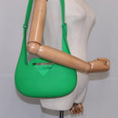 BOTTEGA VENETA Triangle Punch Shoulder Bag Rubber Green Auth 108918V-19