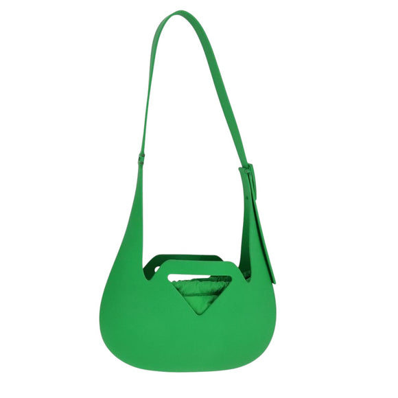 BOTTEGA VENETA Triangle Punch Shoulder Bag Rubber Green Auth 108918V