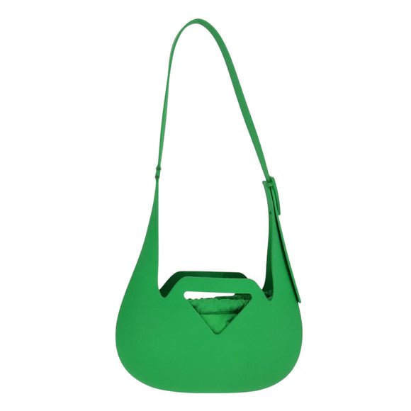 BOTTEGA VENETA Triangle Punch Shoulder Bag Rubber Green Auth 108918V