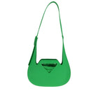 BOTTEGA VENETA Triangle Punch Shoulder Bag Rubber Green Auth 108918V-2