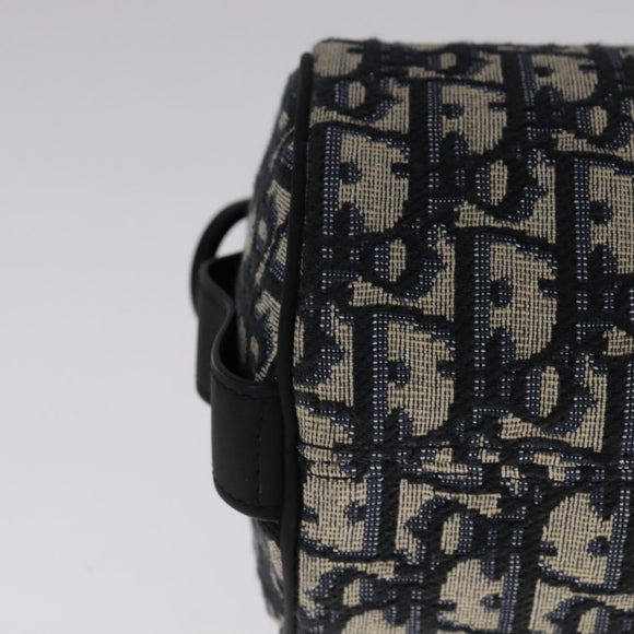 Christian Dior Trotter Canvas Oblique Rabbit Shoulder Bag Navy Auth 108919A