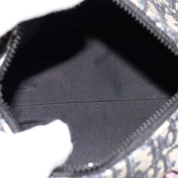 Christian Dior Trotter Canvas Oblique Rabbit Shoulder Bag Navy Auth 108919A