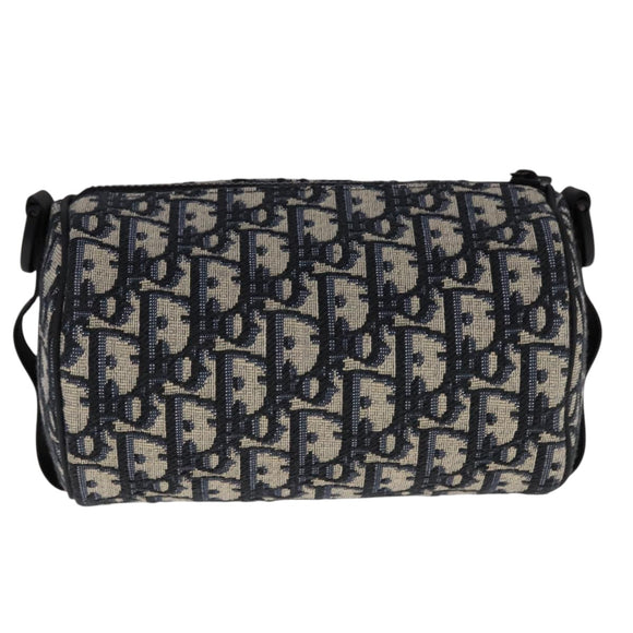Christian Dior Trotter Canvas Oblique Rabbit Shoulder Bag Navy Auth 108919SM
