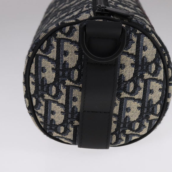 Christian Dior Trotter Canvas Oblique Rabbit Shoulder Bag Navy Auth 108919A