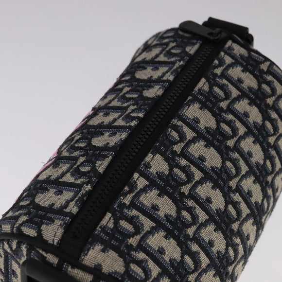 Christian Dior Trotter Canvas Oblique Rabbit Shoulder Bag Navy Auth 108919A