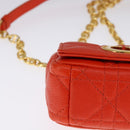 Christian Dior Caro Micro Chain Canage Shoulder Bag Leather Orange Auth 108920SAM-9