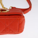 Christian Dior Caro Micro Chain Canage Shoulder Bag Leather Orange Auth 108920SAM-15