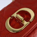 Christian Dior Caro Micro Chain Canage Shoulder Bag Leather Orange Auth 108920AM-18