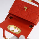Christian Dior Caro Micro Chain Canage Shoulder Bag Leather Orange Auth 108920SAM-10