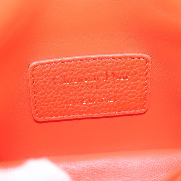 Christian Dior Caro Micro Chain Canage Shoulder Bag Leather Orange Auth 108920SAM