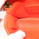 Christian Dior Caro Micro Chain Canage Shoulder Bag Leather Orange Auth 108920SAM-21