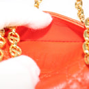 Christian Dior Caro Micro Chain Canage Shoulder Bag Leather Orange Auth 108920AM-22