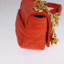 Christian Dior Caro Micro Chain Canage Shoulder Bag Leather Orange Auth 108920SAM-3