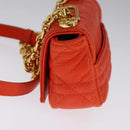 Christian Dior Caro Micro Chain Canage Shoulder Bag Leather Orange Auth 108920AM-4