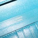HERMES Bearn Compact Wallet Leather Blue Auth 108926-17