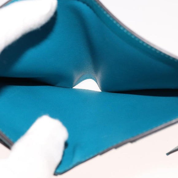 HERMES Bearn Compact Wallet Leather Blue Auth 108926