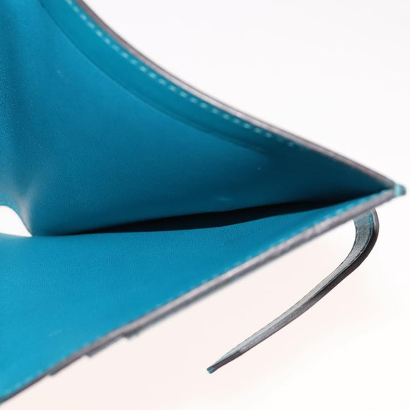 HERMES Bearn Compact Wallet Leather Blue Auth 108926