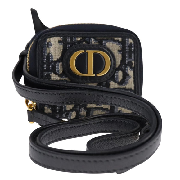 Christian Dior Neck Strap Phone Folder Trotter Canvas Navy Auth 108927
