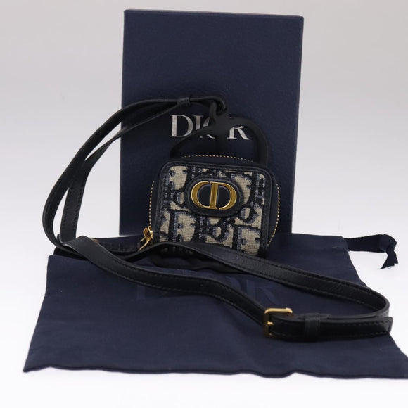 Christian Dior Neck Strap Phone Folder Trotter Canvas Navy Auth 108927