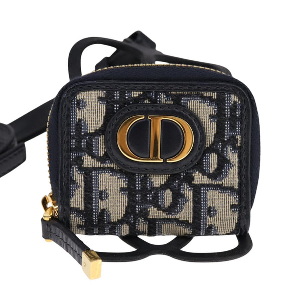 Christian Dior Neck Strap Phone Folder Trotter Canvas Navy Auth 108927