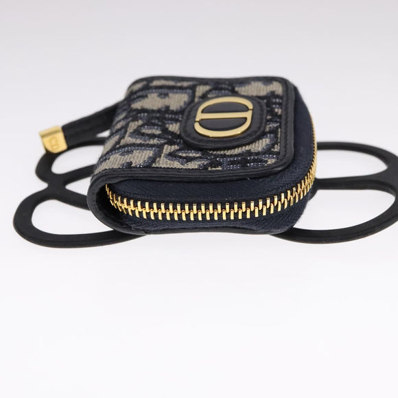 Christian Dior Neck Strap Phone Folder Trotter Canvas Navy Auth 108927