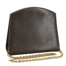 Salvatore Ferragamo Chain Shoulder Bag Leather Brown Gold Auth 108953-1