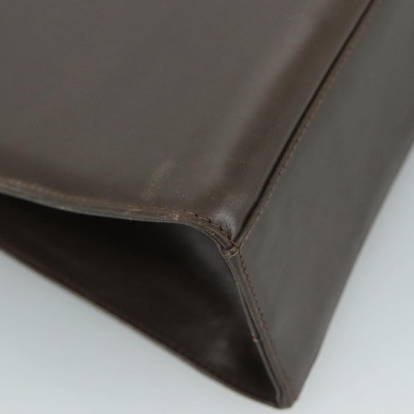 Salvatore Ferragamo Chain Shoulder Bag Leather Brown Gold Auth 108953