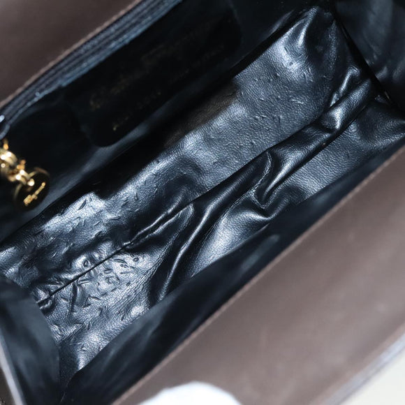 Salvatore Ferragamo Chain Shoulder Bag Leather Brown Gold Auth 108953