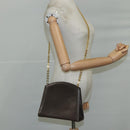 Salvatore Ferragamo Chain Shoulder Bag Leather Brown Gold Auth 108953-19