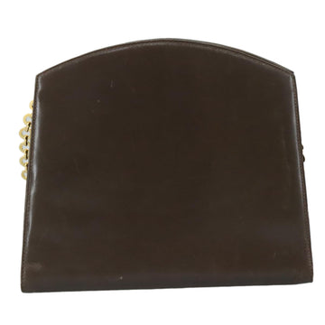 Salvatore Ferragamo Chain Shoulder Bag Leather Brown Gold Auth 108953 - 0