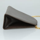 Salvatore Ferragamo Chain Shoulder Bag Leather Brown Gold Auth 108953-3