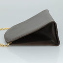 Salvatore Ferragamo Chain Shoulder Bag Leather Brown Gold Auth 108953-4