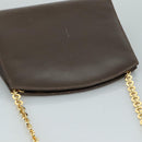 Salvatore Ferragamo Chain Shoulder Bag Leather Brown Gold Auth 108953-6