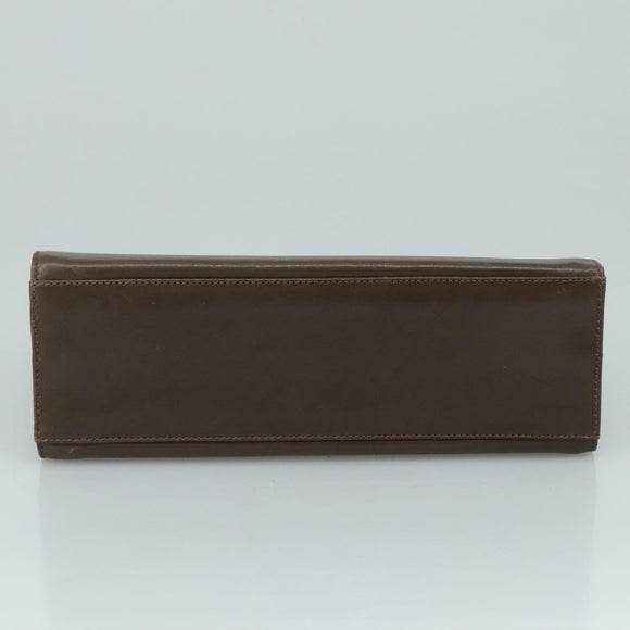 Salvatore Ferragamo Chain Shoulder Bag Leather Brown Gold Auth 108953