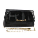 CELINE Chain Shoulder Bag Patent leather Black Auth 108958-1