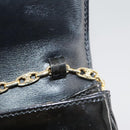 CELINE Chain Shoulder Bag Patent leather Black Auth 108958-16