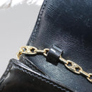 CELINE Chain Shoulder Bag Patent leather Black Auth 108958-11