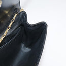 CELINE Chain Shoulder Bag Patent leather Black Auth 108958-18