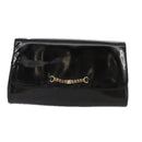 CELINE Chain Shoulder Bag Patent leather Black Auth 108958-13