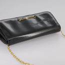 CELINE Chain Shoulder Bag Patent leather Black Auth 108958-5